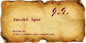 Jaczkó Igor névjegykártya