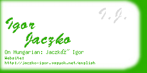 igor jaczko business card